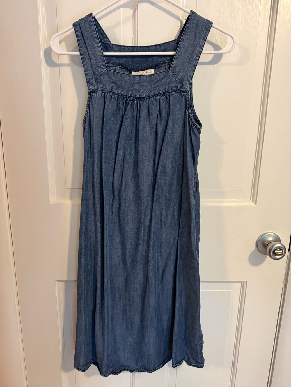 Universal Thread Chambray Gathered Sundress in Denim Blue